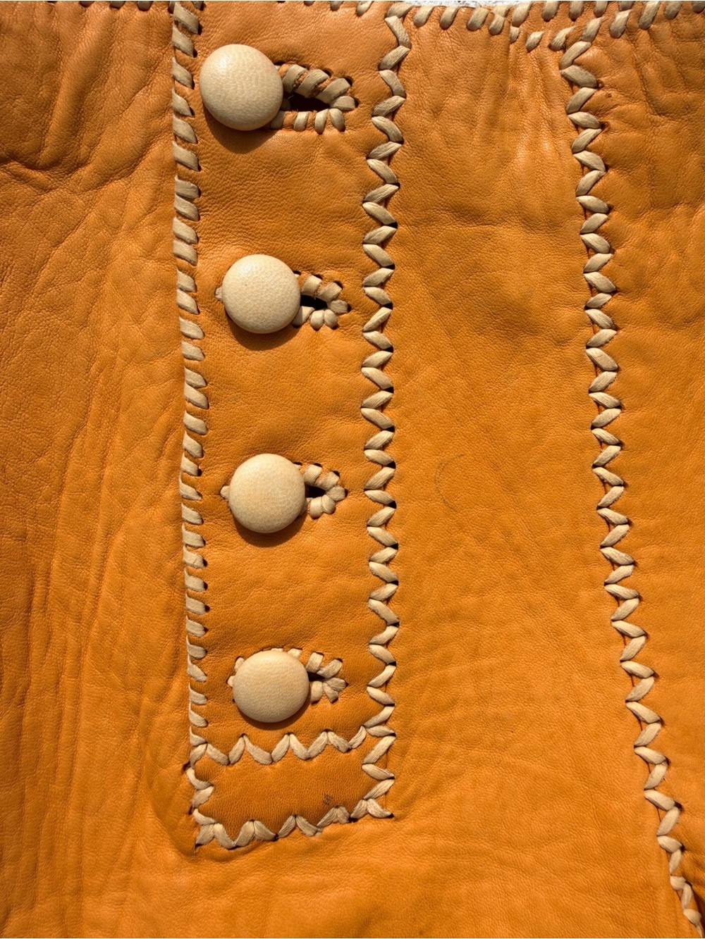 Vintage 70s Pieles Pitic Handmade Leather Bell Bottom Pants 26” Waist - Picture 5 of 5